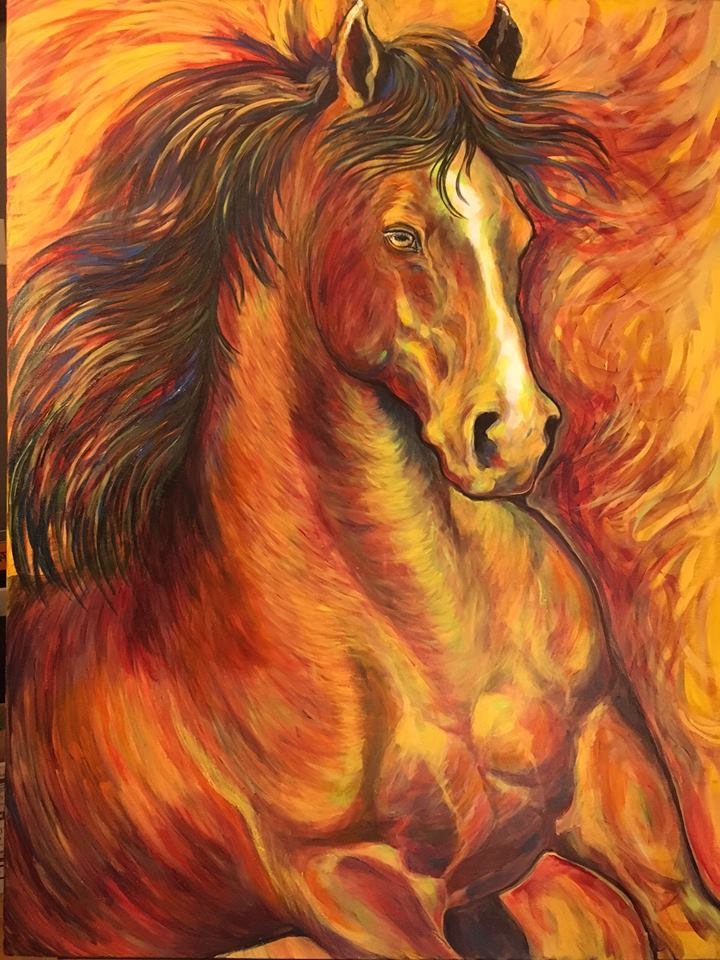 Cheval rouge - 4 x 6